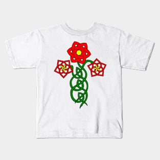 Celtic knotwork with stylised flowers Kids T-Shirt